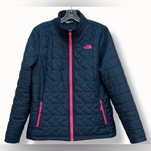 The North Face Tamburello Quilted Jacket Navy Pink Zip L